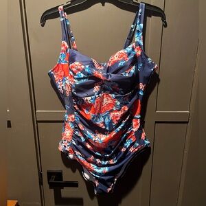 Ekouaer Floral One-Piece Swimsuit Size X-LARGE NEW
